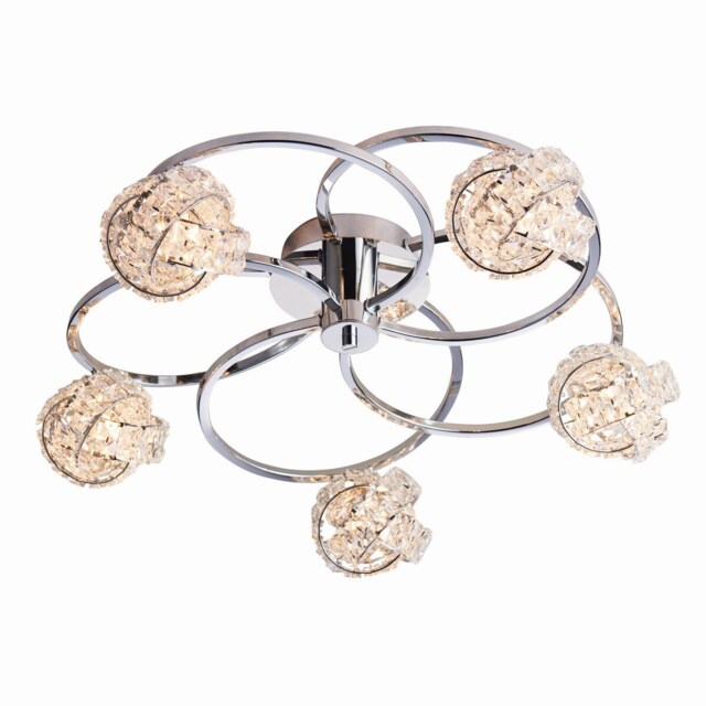 Talia 5 Light Semi flush Chrome, Crystal (K5) Glass, G9