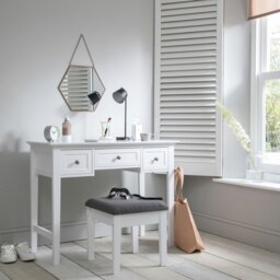 Karlstad Dressing Table with Drawers and Stool in White White Length 100cm x Depth 45cm x Height 78cm