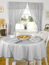 Gingham Pencil Please Curtains with Pelmet Header 116cm x 121cm Charcoal Grey Grey