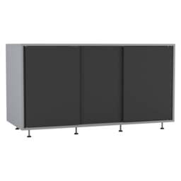 3-Door Sliding Sideboard Cabinet - 60x20x51.5cm Grey Grey & Black 8 x 127.5 x 57.5 1