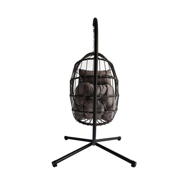 Groundlevel Luxury Hanging Egg Chair with Cushion and Weather Resistant Frame Grey