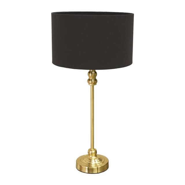 ValueLights Maggie Gold Candlestick Table Lamp Charcoal Shade Gold