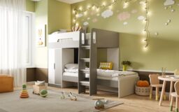 Flair Benito Bunk Bed with Wardrobe White & Grey