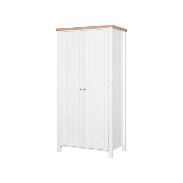 Astbury 2 Door Double Wardrobe White and Oak Bedroom Furniture