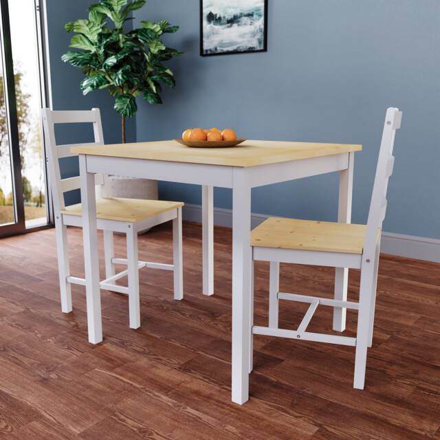 Vida Designs Yorkshire 2 Seater Dining Set 3 Piece Table & Chairs, White & Pine