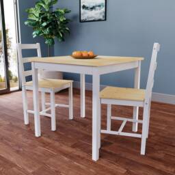 Vida Designs Yorkshire 2 Seater Dining Set 3 Piece Table & Chairs, White & Pine