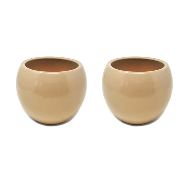 Verano Spanish Ceramics Epoxi Round Plant Pot - Set of 2 x 16cm Beige Multi 16cm