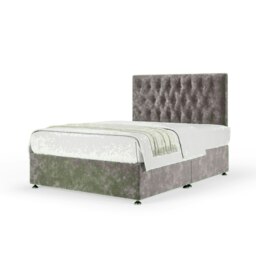 Silver Chenille No Drawer Divan Base and Lona Headboard Single