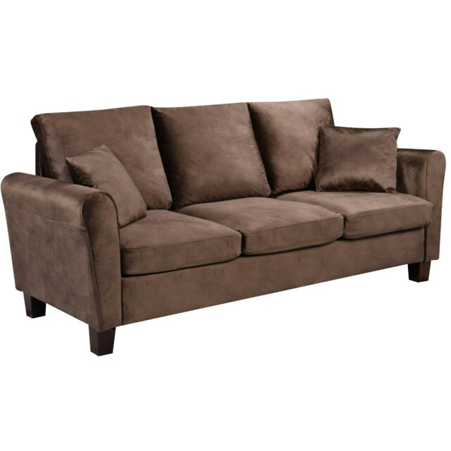 Plush Velvet Sofa Set With 2 Seater And 3 Seater Sofa In Brown
