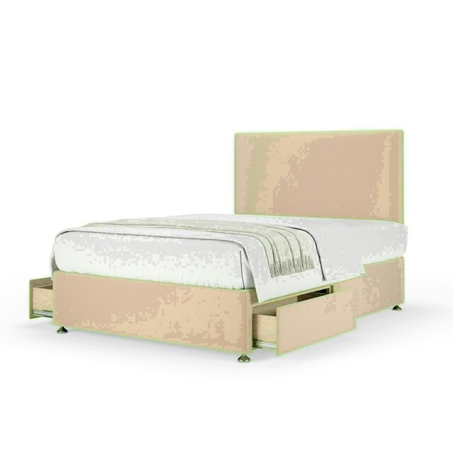 Natural Plush Velvet 2 Drawer Divan Base and Valencia Headboard Super King
