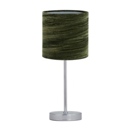 Chrome Touch Operated Table Lamp with Green Crushed Velvet Shade Chrome Green Medium 1