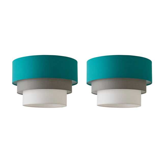 ValueLights Aztec Pair of Blue Ceiling Pendant Shade Blue