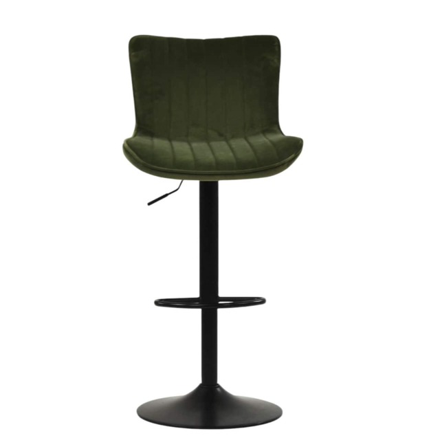 Lakeland Furniture Teeter Olive Green Velvet Black Adjustable Base 1 Bar Stool
