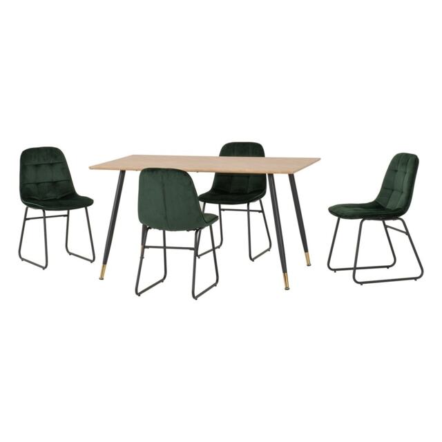 Hamilton & Lukas Medium Indoor Dining Set - Medium Oak Effect - Emerald Green Velvet