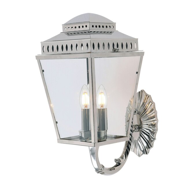 Mansion House 3 Light Outdoor Wall Lantern Light Polished Nickel IP44, E14
