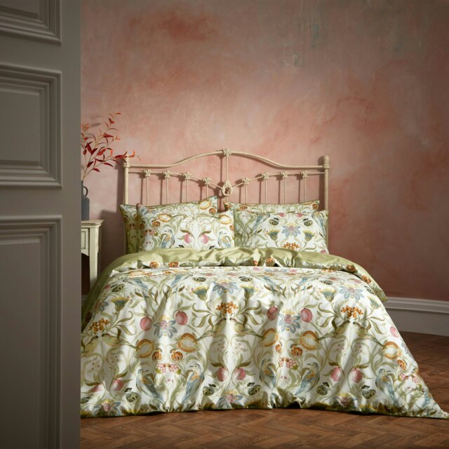 Edinburgh Weavers Liberty Floral Birds Luxury Cotton Double Duvet Cover Set