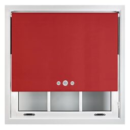 FURNISHED Custom Fit Blackout Roller Blinds with Triple Round Eyelets & Metal Fittings Red Red (W) 90cm x (L) 165cm