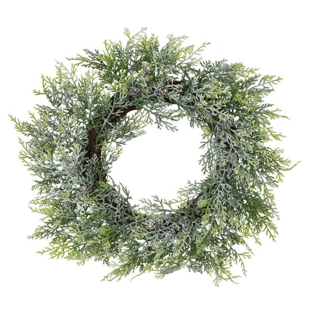 Hill Interiors Pine Wreath Artificial Bouquet White White/Green 1