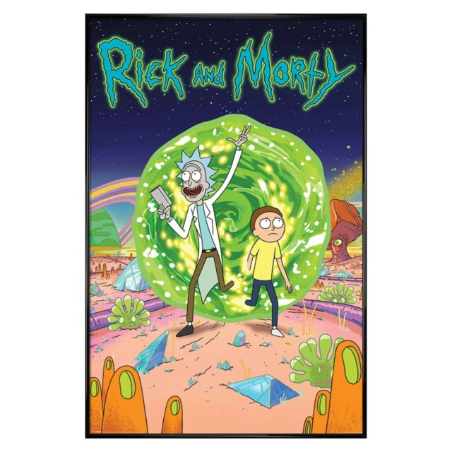 Gloss Black Framed Rick & Morty Portal Maxi Poster Multi