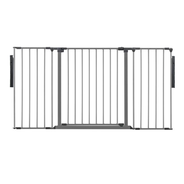 Safetots Premium Multi Panel Room Divider, up to 148cm Wide, Grey, 70cm Tall, Flexible Barrier with Door for Baby and Toddler Grey