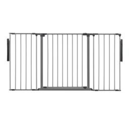 Safetots Premium Multi Panel Room Divider, up to 148cm Wide, Grey, 70cm Tall, Flexible Barrier with Door for Baby and Toddler Grey