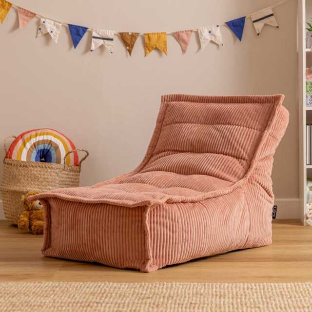 Icon Kids Dolce Scandi Jumbo Cord Lounger Bean Bag, Dawn Pink