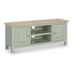 Farro Sage 120cm TV Unit with Washed Oak Top - Fully Assembled - By Roseland Furniture