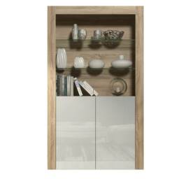 Modern Display Cabinet with Glass Shelves Multi Oak & White