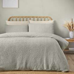 Catherine Lansfield Crinkle Seersucker Duvet Cover Set Green Double