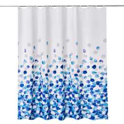 Blue Petals Polyester Fabric Shower Curtain with 12 Hooks - 180x180cm