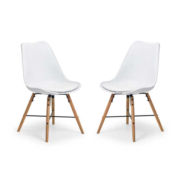 Rosedale Elegant White Seat & Oak Legs Dining Chairs - Set of 2