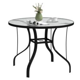 Outsunny Outdoor Dining Table with Parasol Hole, Round, 96.5 x 96.5 x 71 cm Black