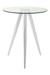 Interiors By Premier Elegant Round Bar Table, Tripod Base Circular Bar Table, Transparent Top Round High Table For Livingroom Silver