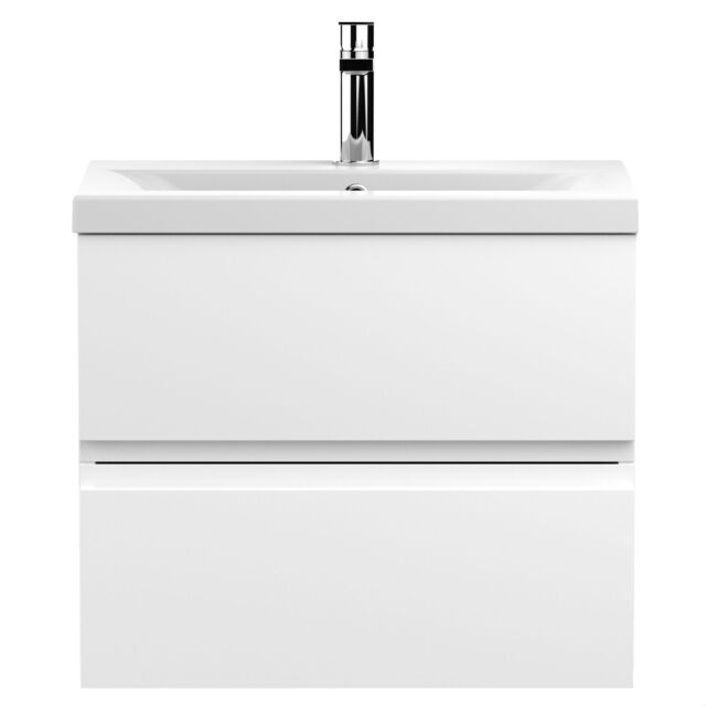 Balterley Mavesyn Contemporary 2 Drawer Wall Hung Vanity Unit with Mid-Edge Basin, Satin White, 600mm