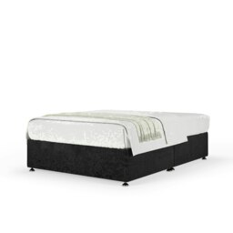 Black Naples Velvet No Drawer Divan Base Single