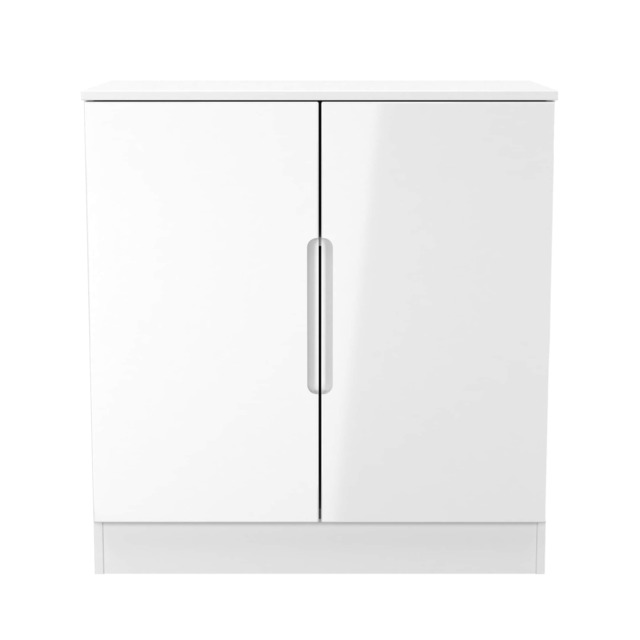 Lucca 2 Door Cabinet in White Gloss & White Matt (Ready Assembled) White White Gloss & White Matt