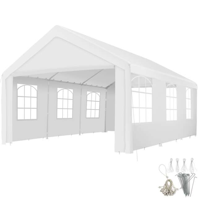 Gazebo Jasko - 6 x 4 m, 4 side panels, weather & UV-resistant, plug-in system White white 600 x 400 x 315 cm 1