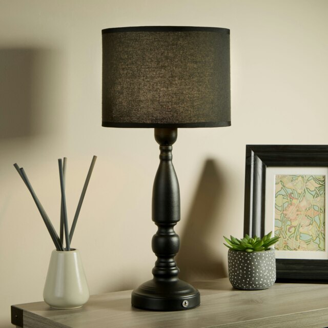 RECHARGEABLE BLACK CANDLE TABLE LAMP Black