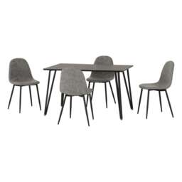 Marlow & Athens Indoor Dining Set with 4 Chairs - Black Marble - Grey Grey Black Marble/Grey Faux Leather 5