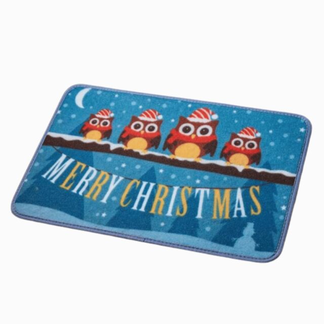 60cm x 40cm Festive Owls Fabric Christmas Doormat