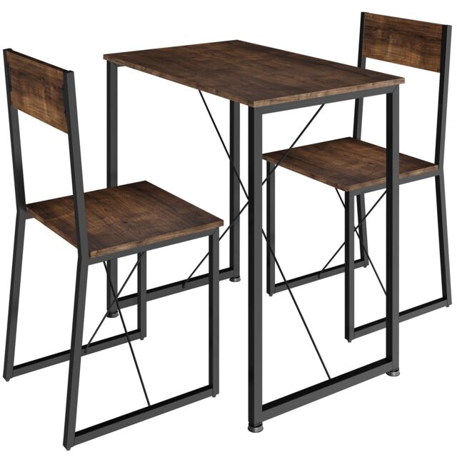 Dining Table and Chairs Margate - 3-piece set Brown Industrial wood dark, rustic 1