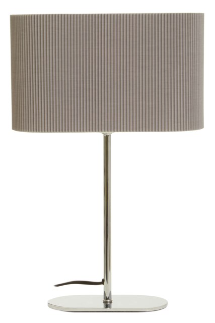 Orsina Silver Table Lamp, Shiny Silver Ceramic Base With Ribbed Texture, White Fabric Shade For Soft