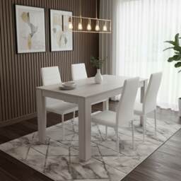 Dining Table With 4 Chairs Modern Kitchen Dining Table and 4 White Faux Leather Dining Chairs
