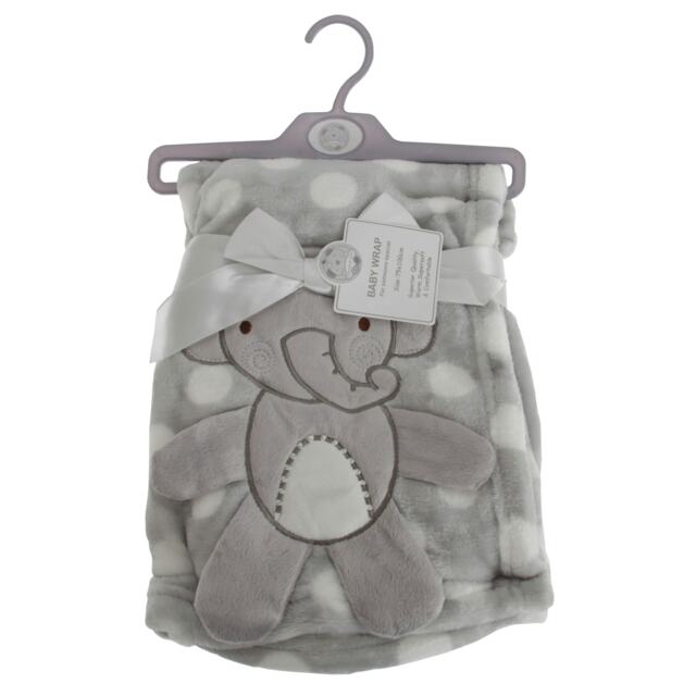 Snuggle Baby Baby Boys/Girls Polka-Dot Elephant Wrap - Grey/White - 75cm x 100cm