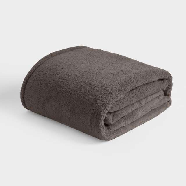 OHS Teddy Fleece Large Throw Blanket Grey Dark Grey - 150CMx200CM