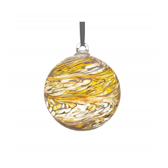 Sienna Glass Hanging Ornament 10cm Friendship Ball - Wedding Anniversary - Pastel Gold
