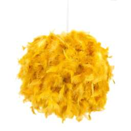 Eye-Catching and Designer Small Ochre Feather Decorated Pendant Lighting Shade Yellow Ochre 1