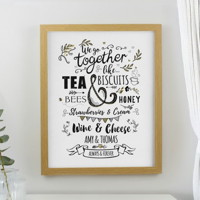 Personalised We go Together Oak Poster Frame Brown One Size