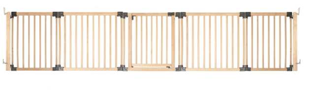 Safetots Wooden Multi Panel Room Divider, up to 376cm, Natural Wood, 76cm Tall, Flexible Room Divider for Baby and Toddler Cream Natural