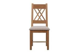 Bologna Oak Pair of Natural Oak Dining Chairs - Fabric Seat - L48 x W66 x H109 cm Brown